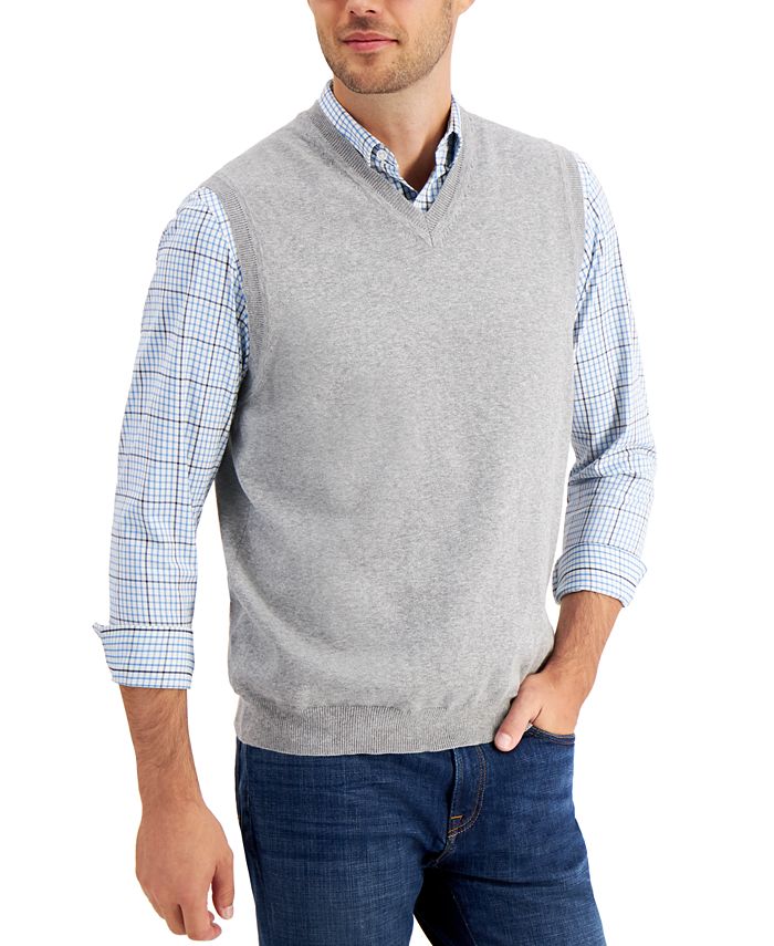 Club Room Men's Solid VNeck Sweater Vest, Created for Macy's & Reviews