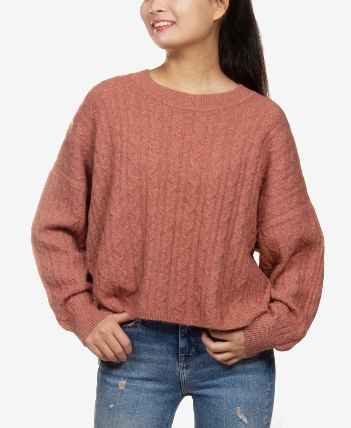 Juniors' Cable-Knit Sweater
