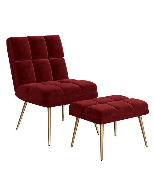Handy Living Gregor Modern Tufted Armless Chair And Ottoman Set Reviews Furniture Macy S