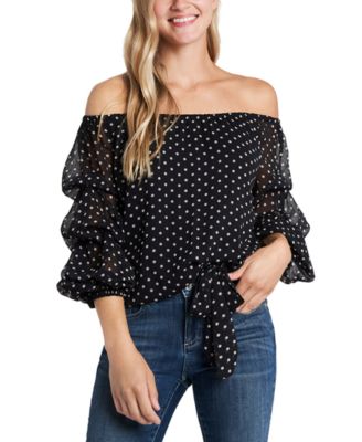 cece leopard print off the shoulder ruffle blouse