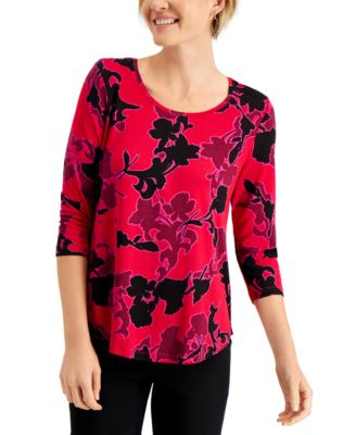 macys petite red tops