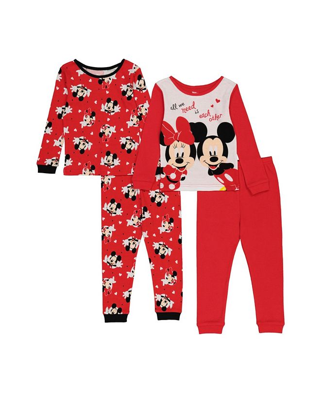 AME Minnie Mouse Toddler Girls 4-Piece Pajama Set & Reviews - Pajamas ...