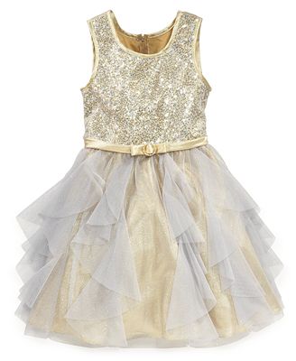 Bonnie Jean Girls Dress, Girls Sequin Glitter Tulle Dress - Kids - Macy's