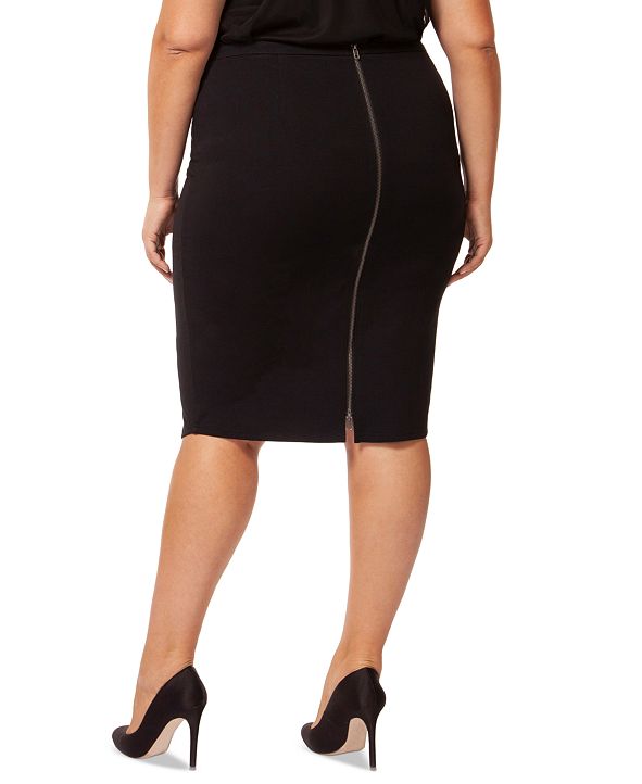 Black Tape Plus Size Zipper-Back Pencil Skirt & Reviews - Skirts ...