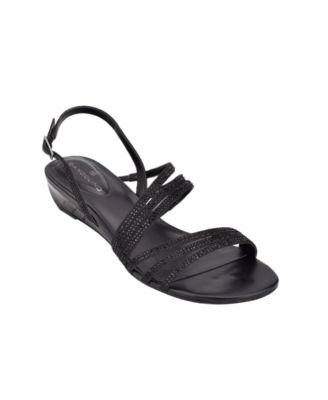 black sandals with small wedge heel