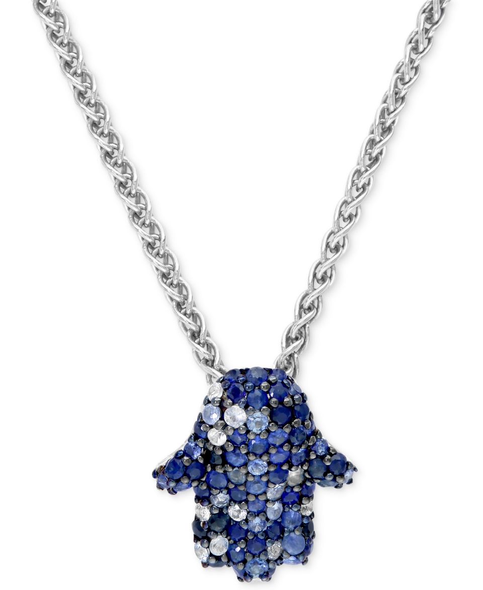 Balissima by EFFY Sapphire Hamsa Pendant (9/10 ct. t.w.) in Sterling Silver   Necklaces   Jewelry & Watches