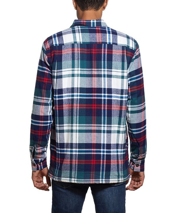 Weatherproof Vintage Men's Flannel Sherpa Lined Plaid Shirt Jacket