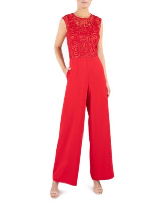 lace top wide leg jumpsuit