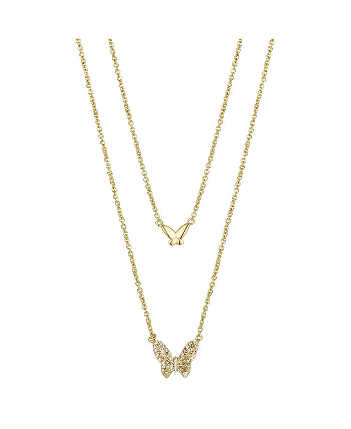 Download Unwritten Gold Flash Plated Polished And Cubic Zirconia Butterfly Layer Necklace 16 2 Extender Reviews Necklaces Jewelry Watches Macy S