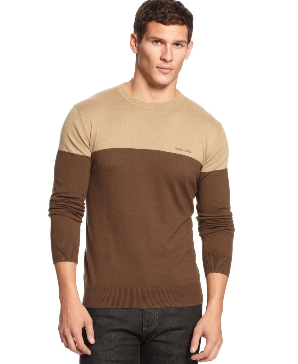Armani Jeans Sweater, Long Sleeve Logo V Neck   Men