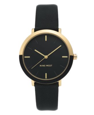 Женские часы Nine West с золотым и черным ремешком, 36 мм