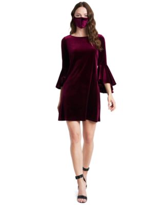 velvet bell sleeve dress