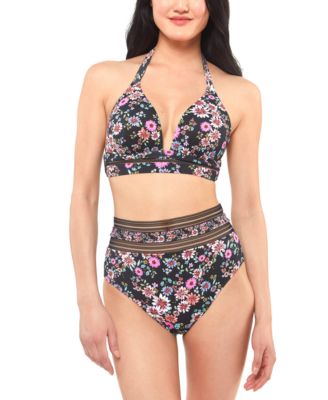 halter top bikini with high waisted bottoms