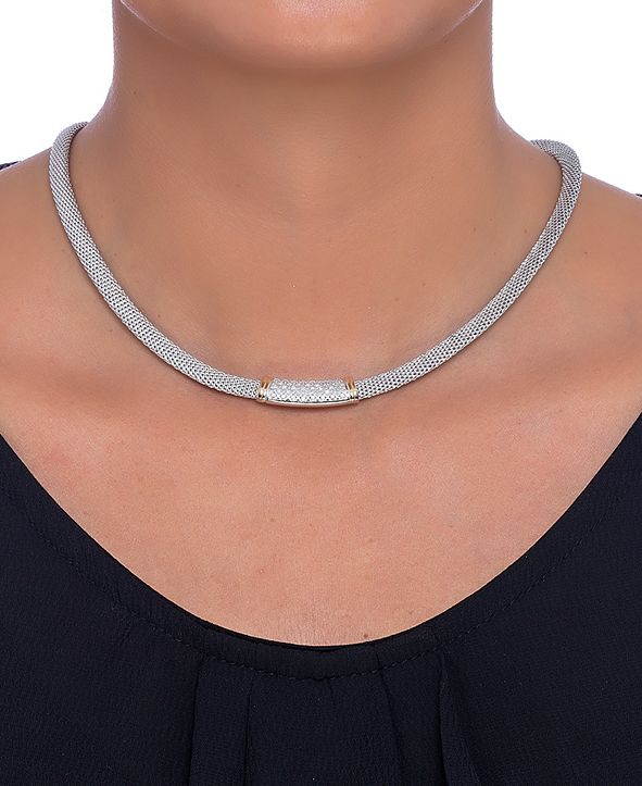 Macy's Diamond Mesh Collar Necklace in 14k Gold and Sterling Silver (1/