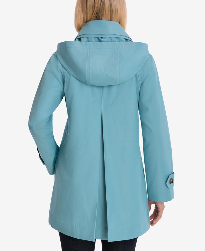 london fog single breasted hooded raincoat