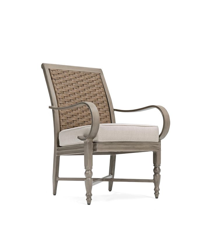 Furniture Winston Grayson Wicker Outdoor Dining Arm Chair With Outdura Remy Sand Cushion Created For Macy S Reviews Furniture Macy S