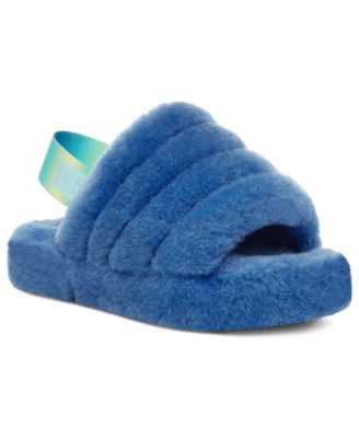 blue ugg fur slides