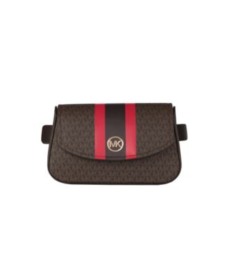 Женская поясная сумка с логотипом Michael Kors на поясе в полоску 13890₽