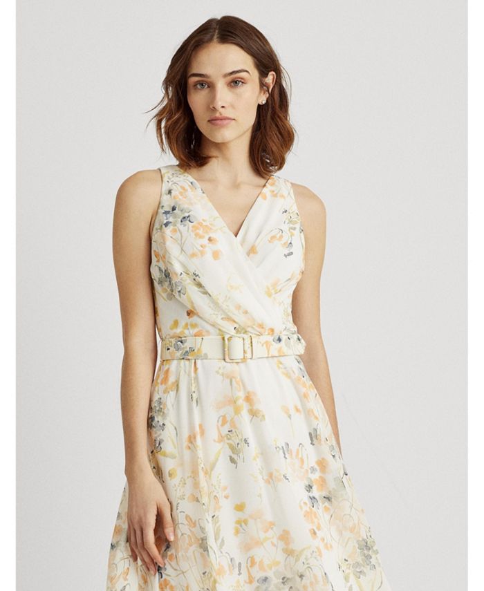 lauren ralph lauren botanical print georgette gown