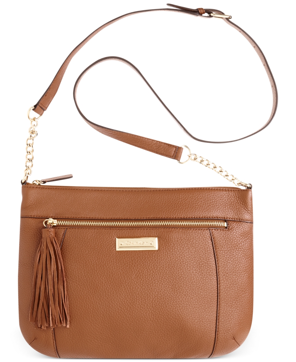 Calvin Klein Pebble Leather Messenger Bag   Handbags & Accessories