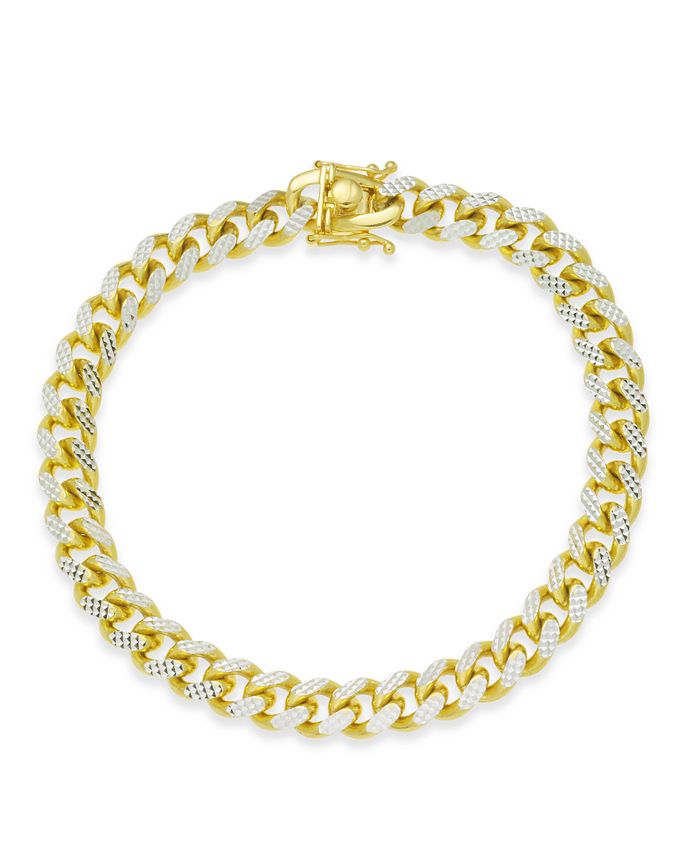 Macy's Men's TwoTone Cuban Link Chain Bracelet in 18k GoldPlated