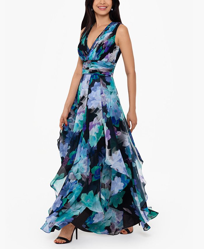 Betsy & Adam Floral-Print Chiffon Gown & Reviews - Dresses - Women - Macy's