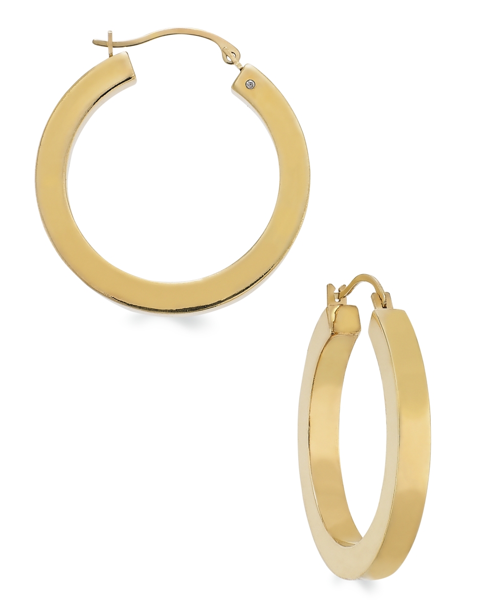 Signature Gold Square Tube Hoop Earrings in 14k Gold   Earrings   Jewelry & Watches