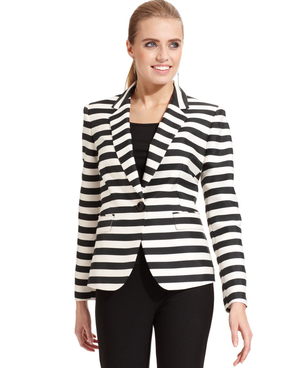 Nine West Single Button Striped Blazer   Jackets & Blazers   Women