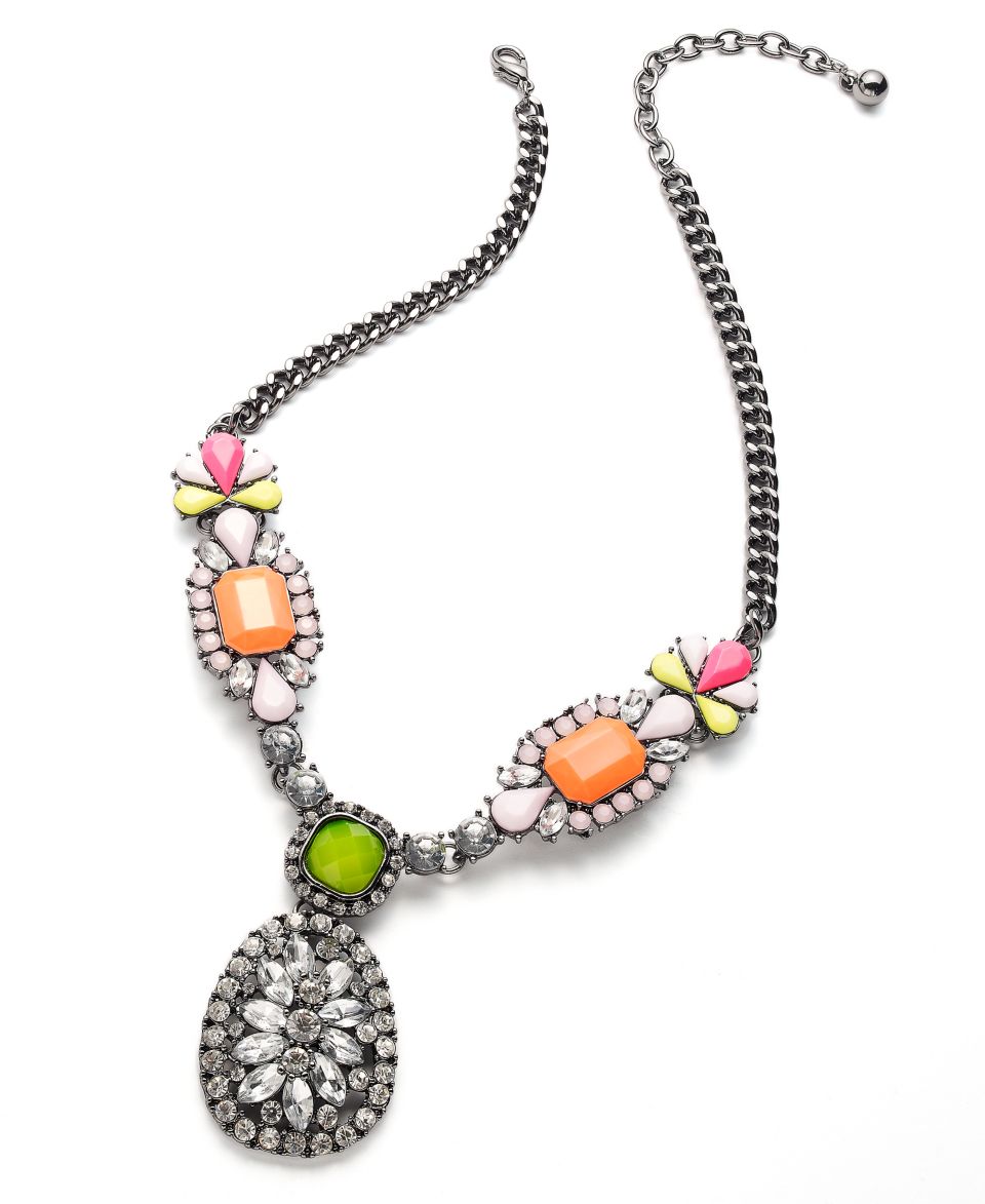 Bar III Gold Tone Colorful Bead and Crystal Frontal Necklace   Fashion Jewelry   Jewelry & Watches
