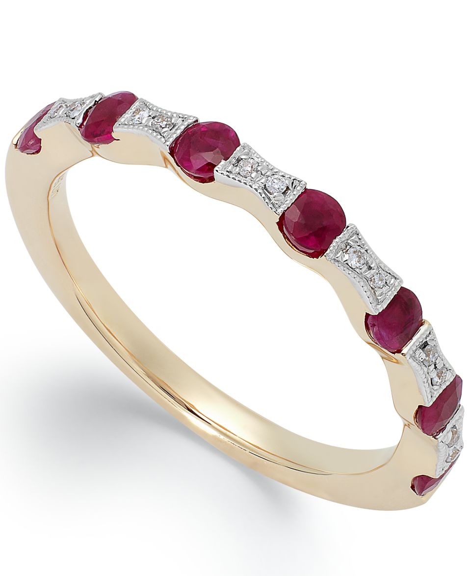 14k Rose Gold Ring, Ruby (1/3 ct. t.w.) and Diamond (1/5 ct. t.w.) Band   Rings   Jewelry & Watches