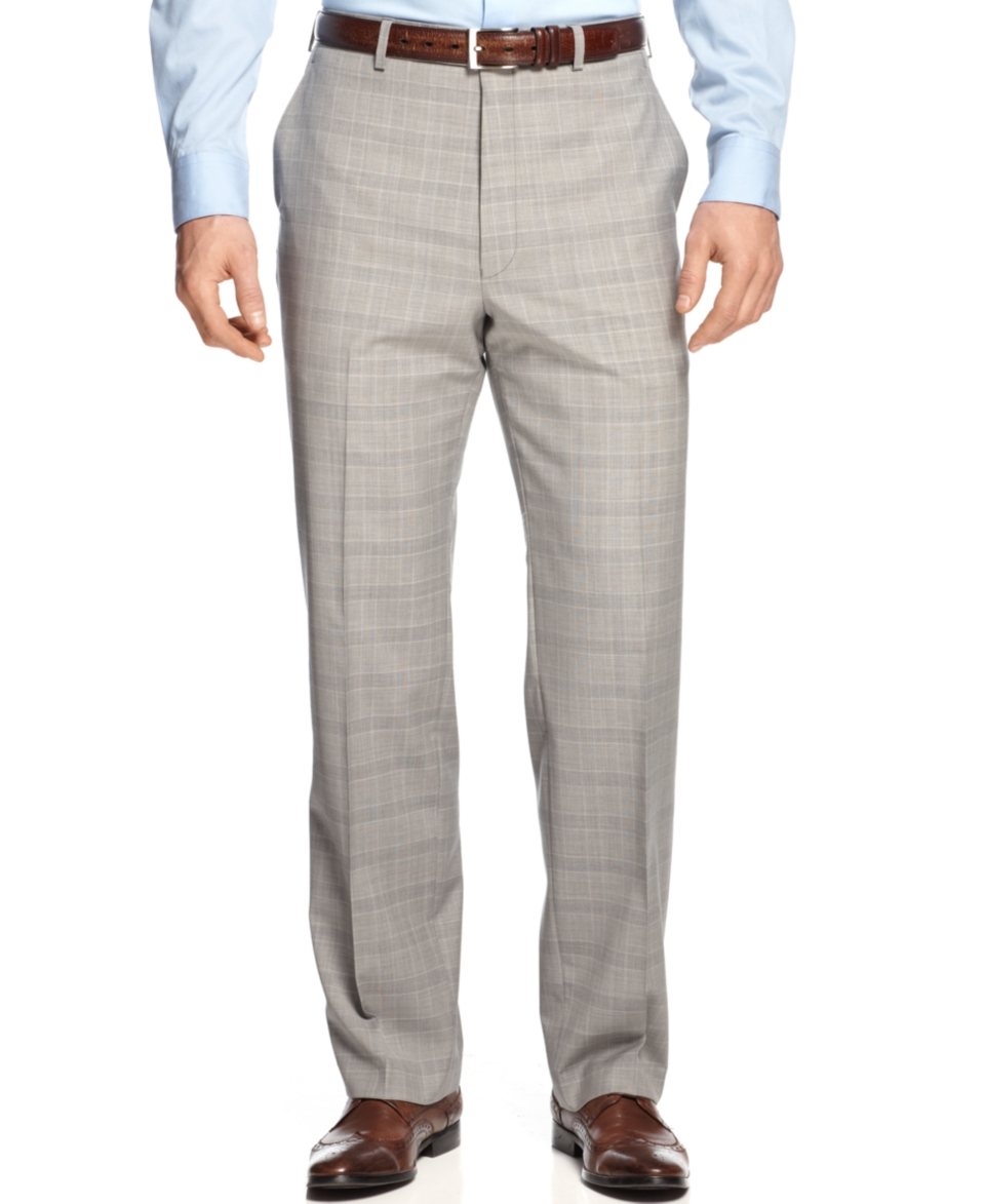 Shaquille ONeal Light Grey Plaid Pant Big and Tall   Suits & Suit Separates   Men