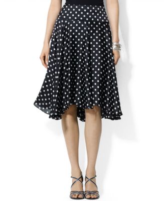 Lauren Ralph Lauren Polka-Dot Silk Skirt - Skirts - Women - Macy's