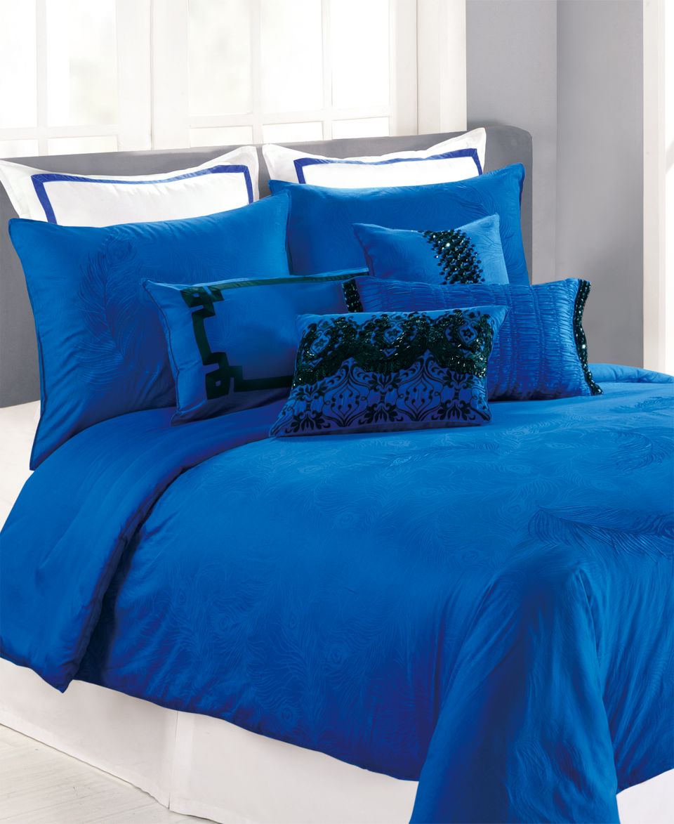 Nanette Lepore Villa Peacock Cobalt Comforter and Duvet Cover Sets   Bedding Collections   Bed & Bath