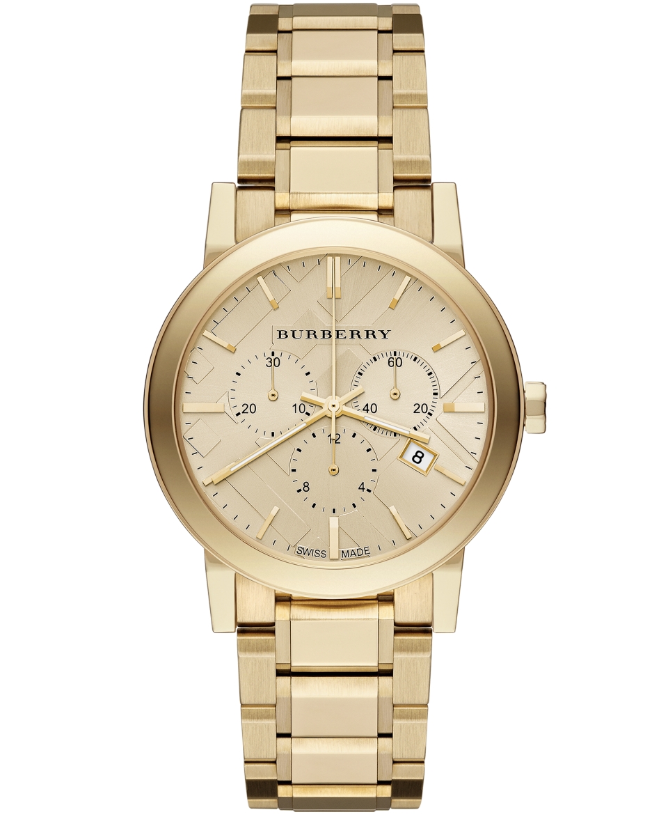 Burberry Womens Swiss Chronograph The City Gold Ion Plated Stainless