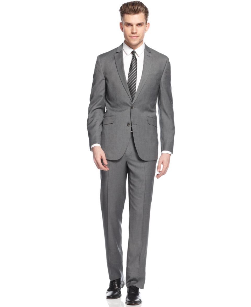Kenneth Cole Reaction Suit Black Solid Slim Fit   Suits & Suit Separates   Men