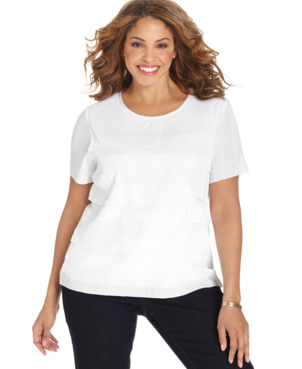 Alfred Dunner Plus Size Short Sleeve Tiered Top