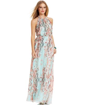 Jessica Simpson Floral-Print Halter Maxi Dress - Dresses - Women - Macy's