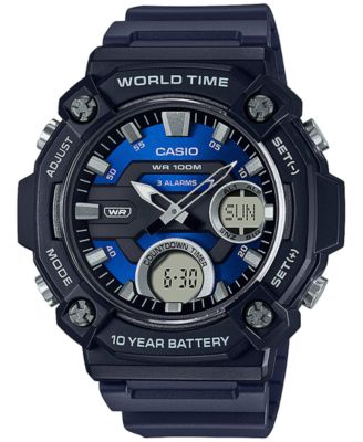 Мужские аналоговые цифровые часы Casio с черным ремешком из смолы, 48 мм