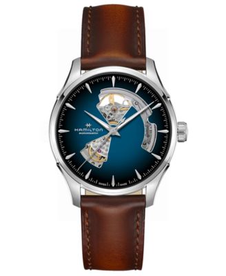 Мужские автоматические часы Hamilton Jazzmaster Open Heart с дымчато-синим ремешком из нержавеющей стали 40 мм