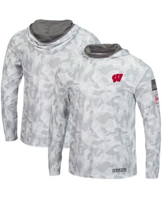 Мужская толстовка с капюшоном Colosseum Arctic Camo Wisconsin Badgers OHT в стиле милитари с капюшоном и длинными рукавами