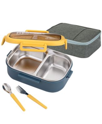 Ланч-бокс для бенто Lille Home объемом 28 унций с пакетом для ланча и Набором Столовых Приборов, Синий