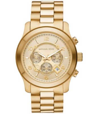 Мужские часы Michael Kors с хронографом для подиума, золотистый браслет из нержавеющей стали, 45 мм