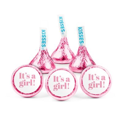 Конфеты Just Candy It's a Girl для детского душа Розовые Hershey's Kisses с молочным шоколадом, 90 штук