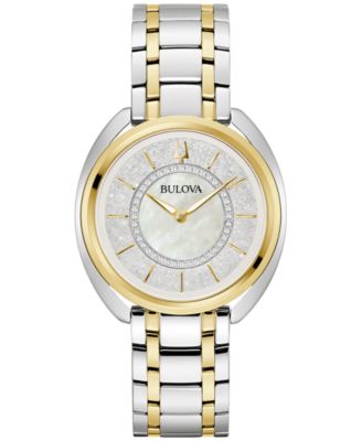 Комплект женских часов Bulova с бриллиантами Duality (1/10 карата) на двухцветном браслете из нержавеющей стали, 34 мм