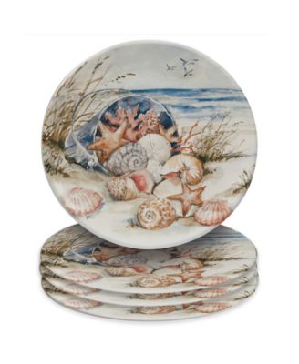 Сертифицированные международные тарелки для ужина с прибрежным ландшафтом, набор из 4-х