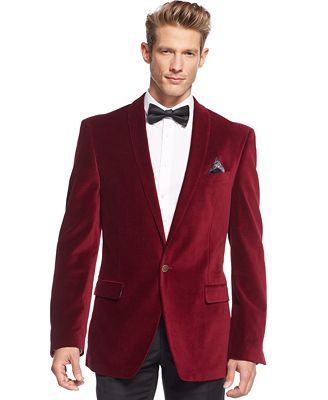 Tallia Red Velvet Slim-Fit Blazer - Blazers & Sport Coats - Men - Macy's