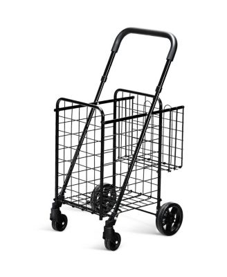 Складная тележка для покупок Costway Jumbo Basket Универсальная тележка на колесиках с регулируемой ручкой