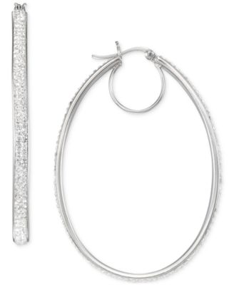 Серьги-кольца Macy's Crystal Pavé овальные, серебристые
