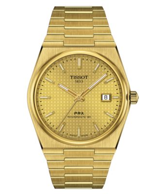 Мужские швейцарские автоматические часы Tissot PRX Powermatic 80 Gold PVD с браслетом из нержавеющей стали 40 мм