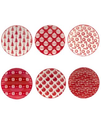 Сертифицированный международный набор 6-дюймовых тарелок для канапе Peppermint Candy, сервиз на 6 персон